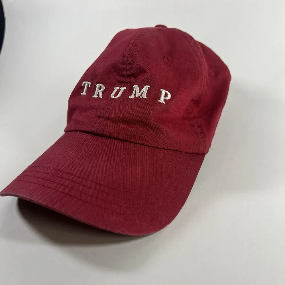 Trump Golf Hat Red Strapback Ahead Lightweight USA Flag Adjustable Cap Preowned